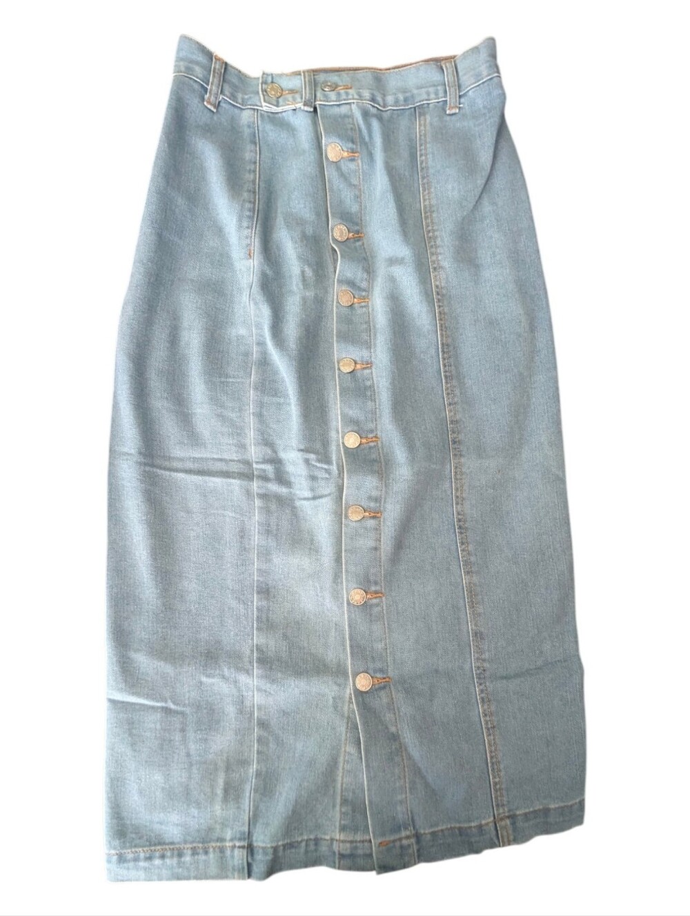SHEIN Light Blue Button-Front Midi Denim Skirt